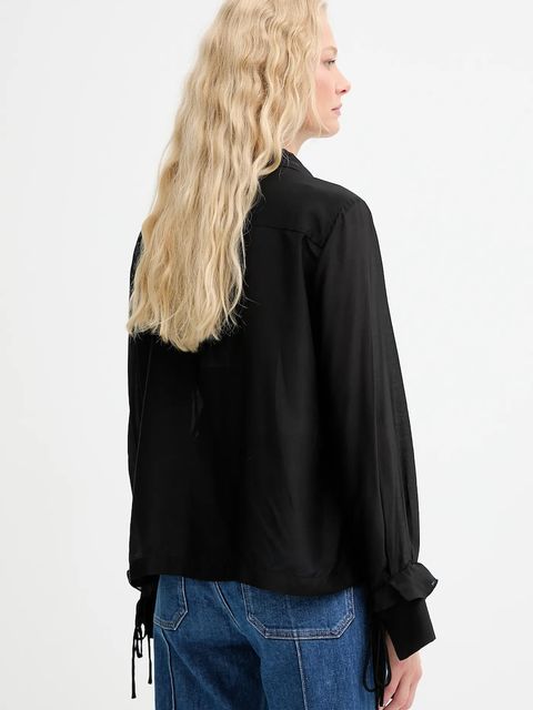 MUNTHE bluzka z domieszką jedwabiu LESIENNA kolor czarny gładka 253100025326 - zdjęcie produktu nr 2