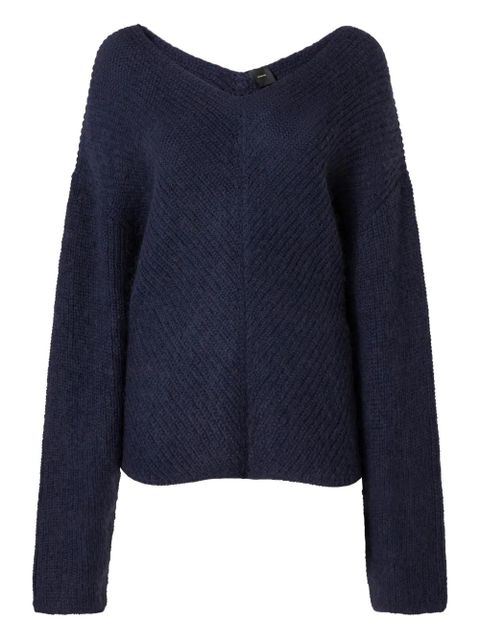 PINKO herringbone-pattern V-neck jumper - Blue - zdjęcie produktu nr 2