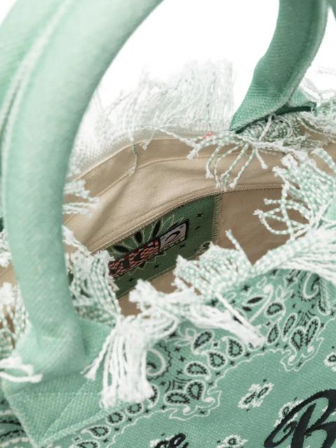 MC2 Saint Barth Vanity paisley-print frayed tote bag - Green