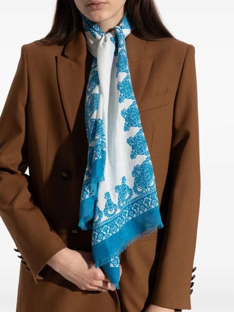 ETRO fringed patterned scarf - White