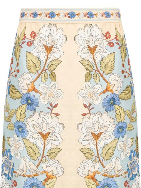 FARM Rio floral midi skirt - Blue