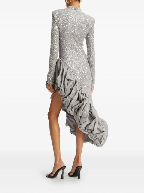 ROTATE BIRGER CHRISTENSEN sequin ruffled asymmetric dress - Grey