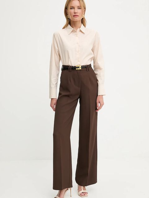 Answear.LAB koszula bawełniana damska kolor beżowy regular z kołnierzykiem klasycznym