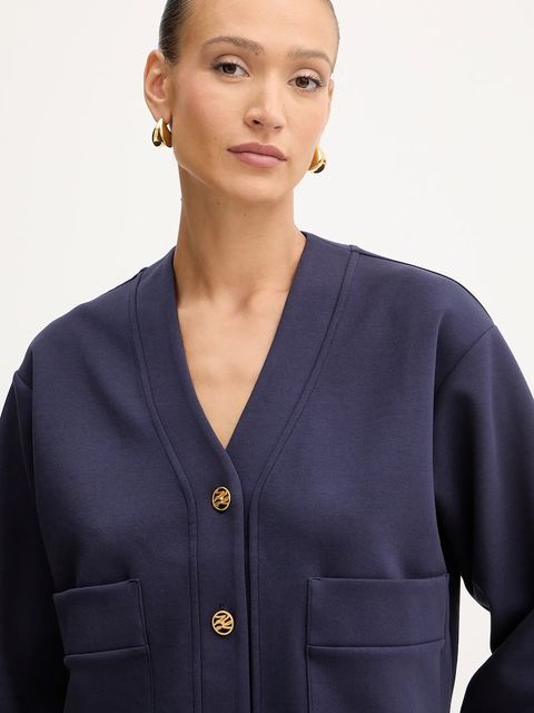 Karl Lagerfeld kardigan damski kolor granatowy lekki A4W20034