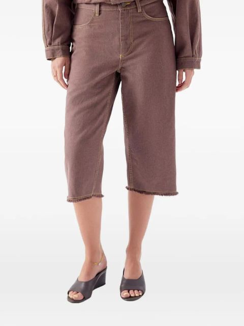 American Vintage Grezbay raw-edge denim shorts - Brown