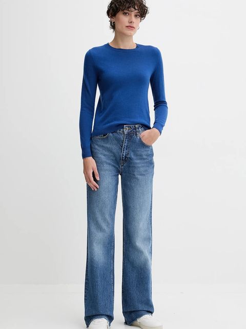 United Colors of Benetton sweter wełniany damski kolor niebieski lekki - zdjęcie produktu nr 2