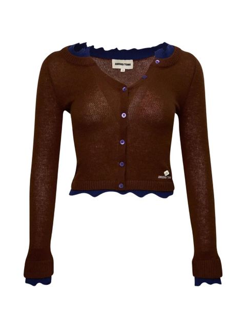 SHUSHU/TONG contrast-trim raw-edge sweater - Brown - zdjęcie produktu nr 1