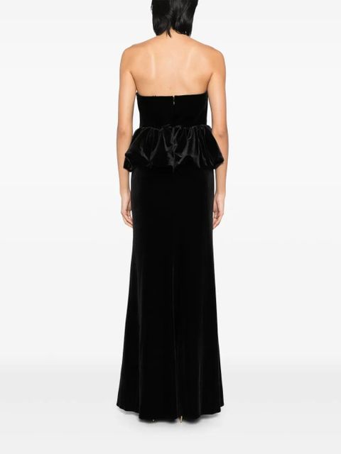 Self-Portrait Velvet Peplum maxi dress - Black - zdjęcie produktu nr 2