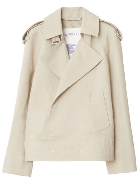 Burberry off-centre canvas trench jacket - Neutrals - zdjęcie produktu nr 1