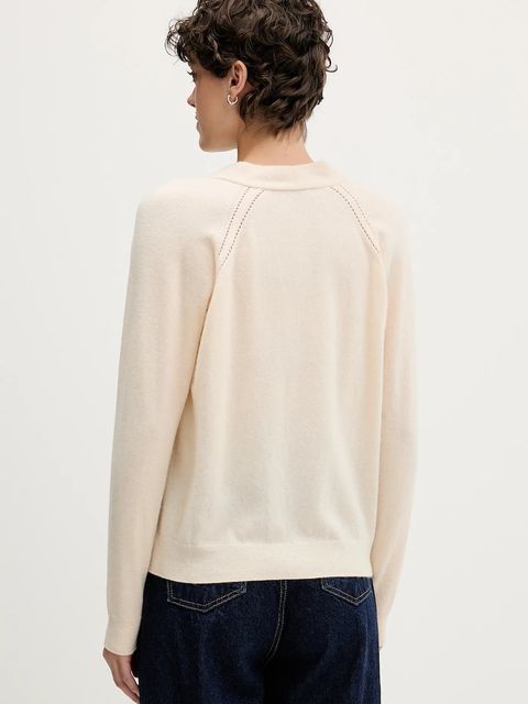 Sisley kardigan z dodatkiem wełny damski kolor beżowy lekki 102HM602Q - zdjęcie produktu nr 2