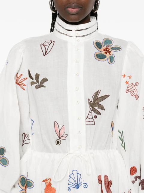 ALEMAIS x LRNCE Mina floral-embellishment mini dress - White