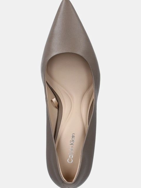 Calvin Klein szpilki skórzane ESS STILETTO 70 kolor brązowy HW0HW02607
