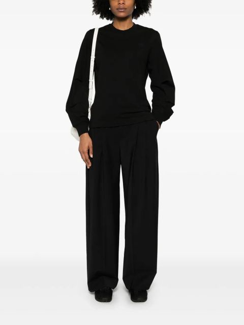 Moncler pleated-sleeve cotton T-Shirt - Black - zdjęcie produktu nr 2