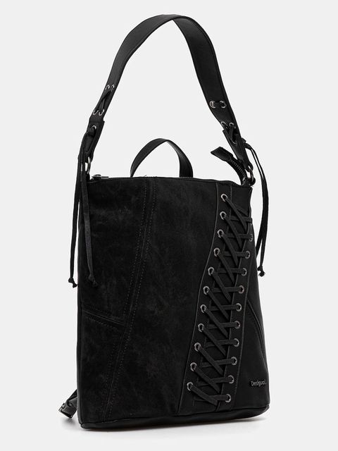 Desigual plecak BLACK PATCH TANGO P damski kolor czarny mały z aplikacją 25WAKP12 - zdjęcie produktu nr 2