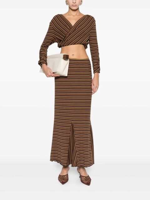 Anna Sui striped wrap top - Brown