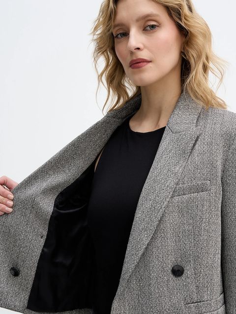 Sisley marynarka kolor czarny dwurzędowa 2D12LW03P