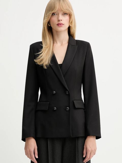 Marella marynarka Emme by Marella kolor czarny dwurzędowa gładka 2525046161200 - zdjęcie produktu nr 1