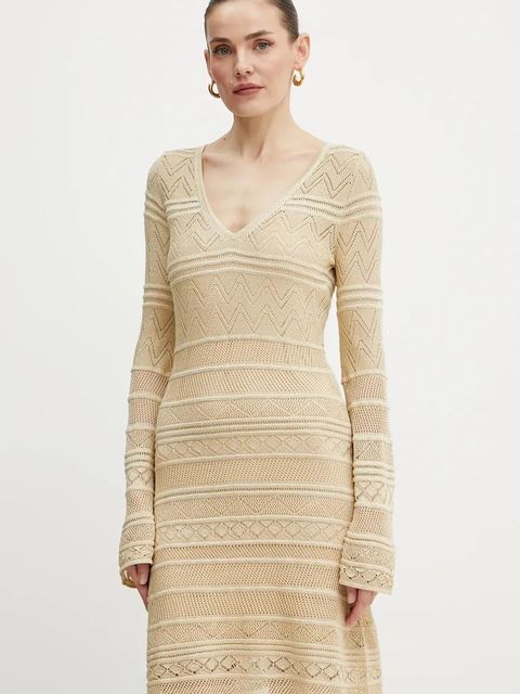 Guess sukienka NELLIE kolor beżowy mini dopasowana W5GK48 Z3E22 - zdjęcie produktu nr 1