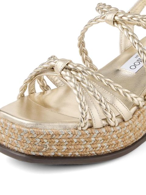 Jimmy Choo Nyra 60 braided wedge sandals - Gold