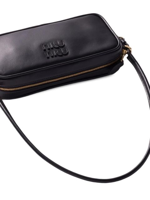 Miu Miu leather logo-detail mini bag - Black