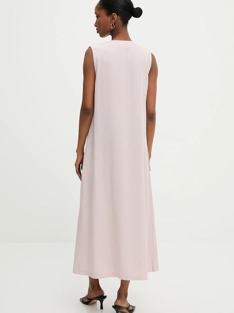 Answear.LAB sukienka kolor różowy midi rozkloszowana