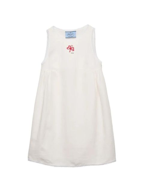 Prada embroidered slubbed canvas mini-dress - White - zdjęcie produktu nr 1