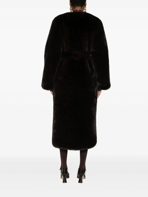 Cult Gaia belted faux-fur coat - Brown