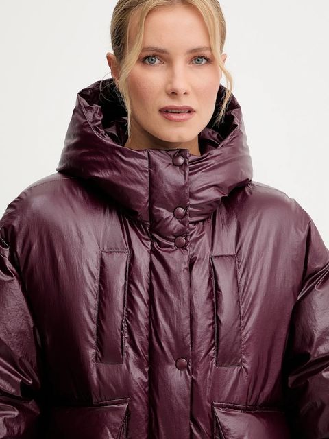 Patrizia Pepe kurtka kolor bordowy zimowa oversize 2O0183 A650