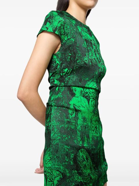 Acne Studios abstract-pattern print mini dress - Green