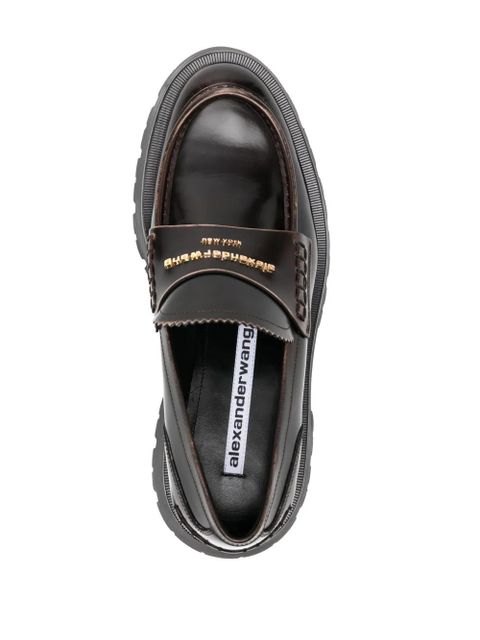 Alexander Wang Carter 45mm mid-heel leather loafers - Brown