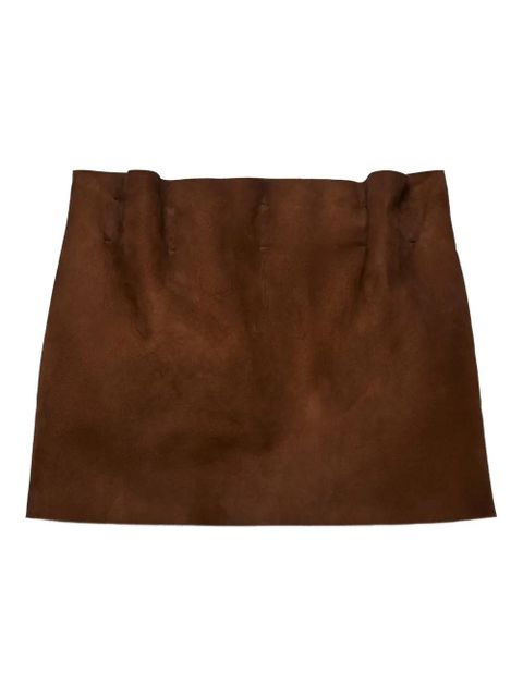 Prada elasticated-waistband suede mini skirt - Brown - zdjęcie produktu nr 1