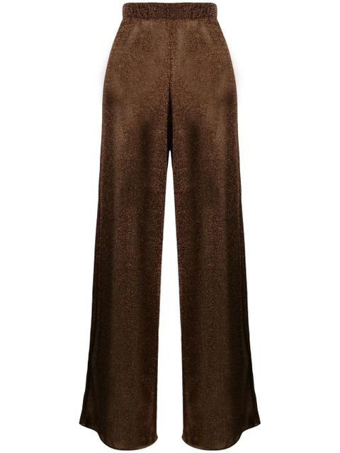 Oséree lurex-detail high-waisted trousers - Brown - zdjęcie produktu nr 1
