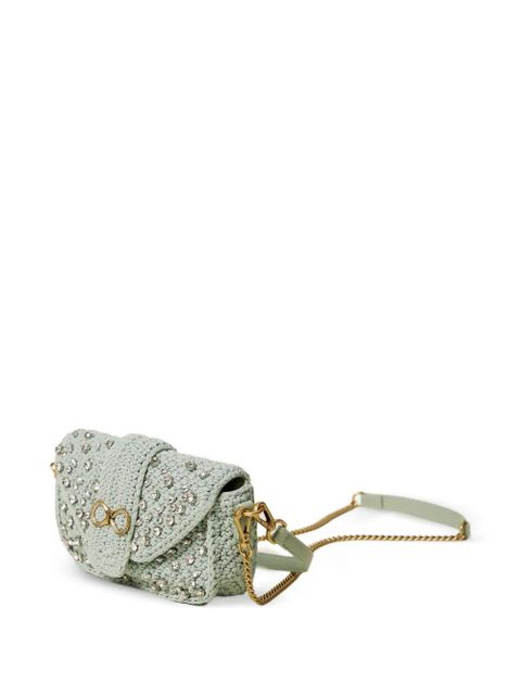 TWINSET crystal-embellished crochet shoulder bag - Blue