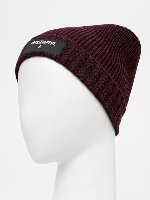 Patrizia Pepe czapka z dodatkiem wełny kolor bordowy 2F0111 K9O3A - zdjęcie produktu nr 2
