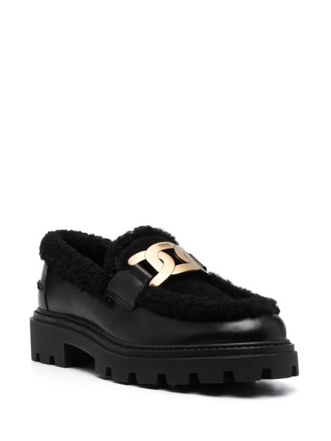 Tod's shearling-lined chunky loafers - Black - zdjęcie produktu nr 2