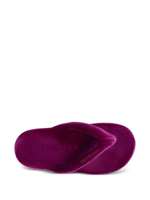 Balenciaga Jet Lag Thong velvet platform flip-flops - Purple