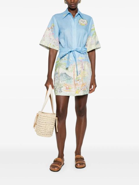 ALEMAIS linen printed dress - Blue