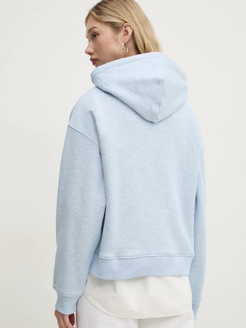 Tommy Jeans bluza bawełniana damska kolor niebieski z kapturem z aplikacją DW0DW19414