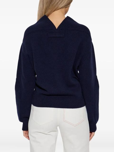 Victoria Beckham high-neck split-hem sweater - Blue