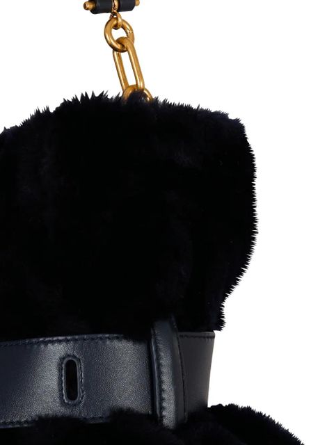 Balmain medium Anthem shearling belt-buckle shoulder bag - Blue