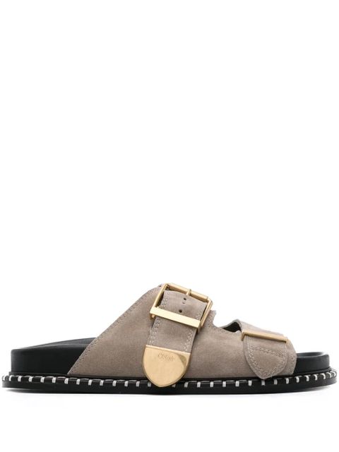 Chloé Rebecca suede slides - Grey - zdjęcie produktu nr 1