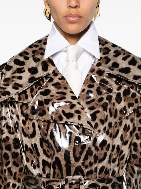 Dolce & Gabbana leopard-print belted trench coat - Neutrals