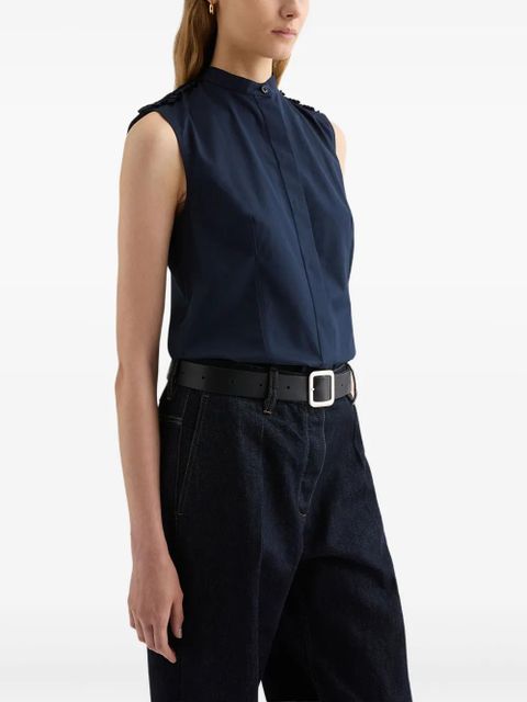 Jil Sander ruffled collarless shirt - Blue - zdjęcie produktu nr 2