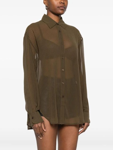 The Frankie Shop striped button-fastening shirt - Green