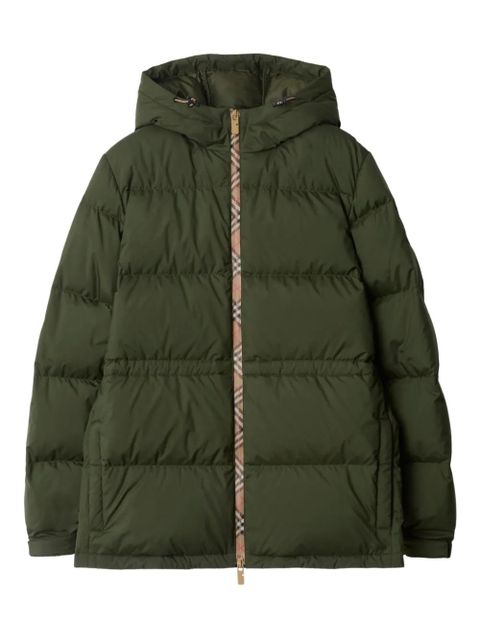 Burberry Vintage Check-trimmed hooded puffer jacket - Green - zdjęcie produktu nr 1