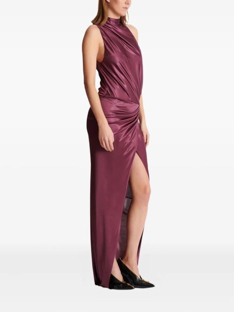 Balmain draped high-neck maxi dress - Red