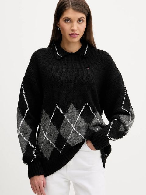 Tommy Jeans sweter z domieszką alpaki damski kolor czarny DW0DW22559 - zdjęcie produktu nr 1