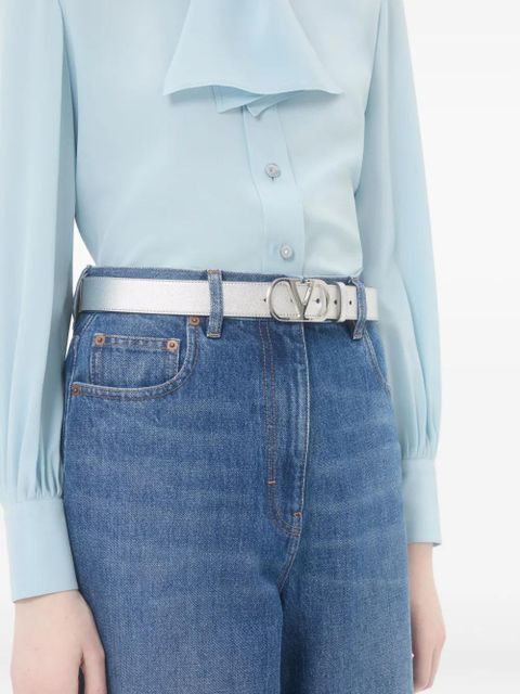 Valentino Garavani VLogo Signature leather belt - Silver