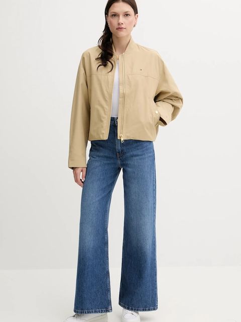 Tommy Hilfiger kurtka bomber kolor zielony przejściowa oversize WW0WW45619