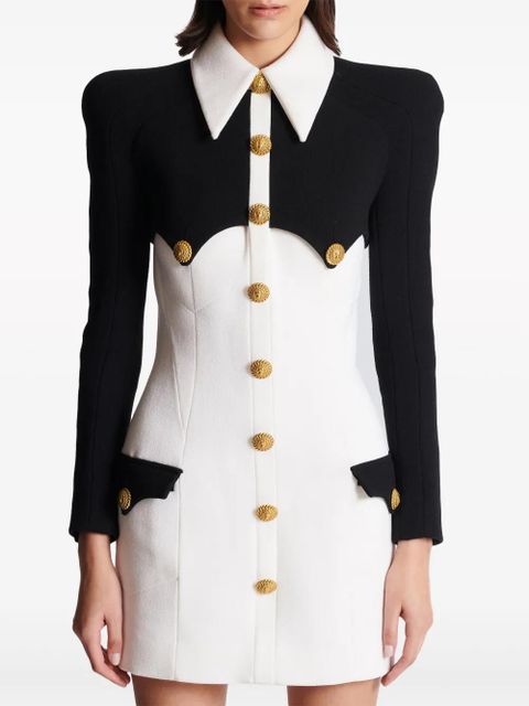 Balmain buttoned crepe minidress - White